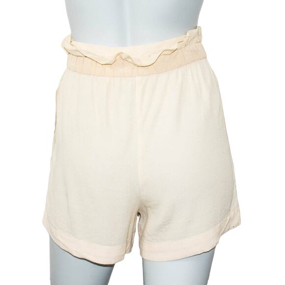 Magali Pascal Ruffle trim Tie Short Shorts Beige Rayon Silk Size XS - Picture 3 of 6